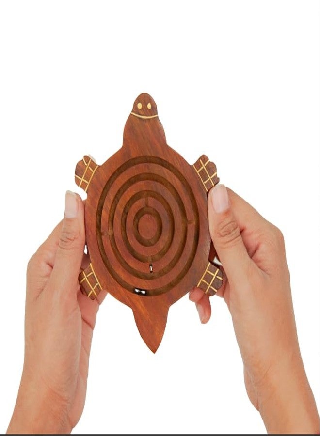 Mittimate Wooden Maze & Labyrinth Puzzle Game for Kids I Turtle Shaped Bhool Bhulaiyaa Indoor Activity Board Game for Children I Brain Teaser Toys - Image 2